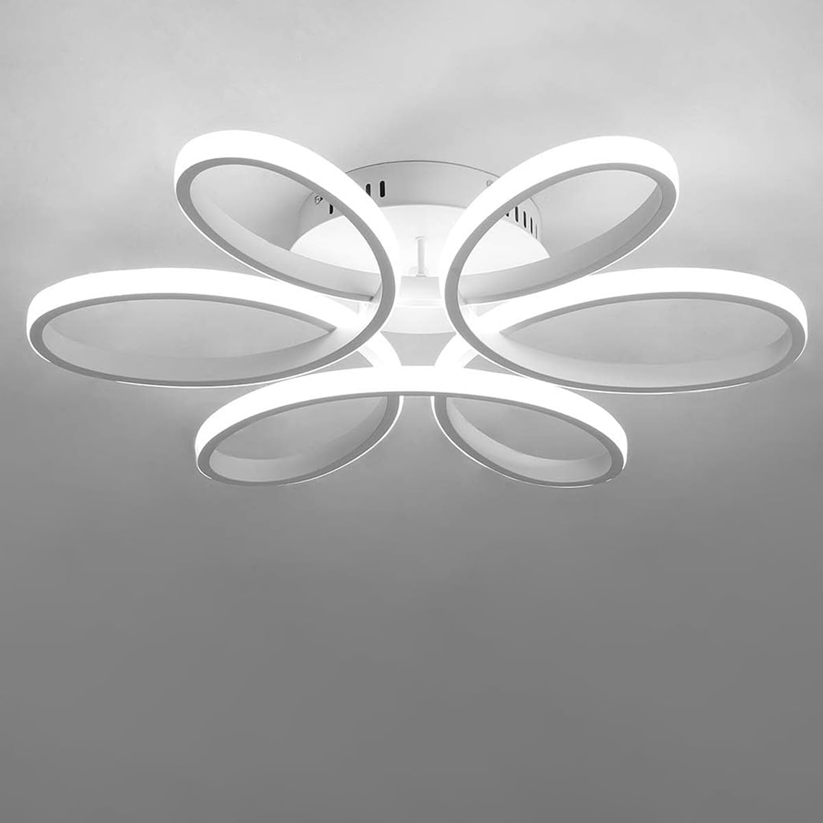 Lhome Modern LED Ceiling Light with Flower Shape, Modern LED Creativity Chandelier, Flush Fitting Ceiling Lighting Fixture for Living Room Dining Room Bedroom Kitchen (White, White Light)