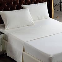 KAO Mart Collection Bed Sheet Set , 1800 Brushed Microfiber - Wrinkle , Fade , Stain Resistant , Hypoallergenic - 4 PIECE: 1 Fitted Sheet 1 Flat Sheet and 2 Pillowcases, FULL (Cream)