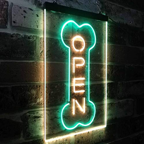 ADVPRO Open Dog Bone Grooming Pet Shop Display Dual Color LED Neon Sign Green & Yellow 12" x 16" st6s34-i2494-gy