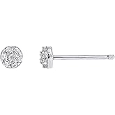 Amazon Essentials Rhodium Plated Sterling Silver Small Dainty Cubic Zirconia Pave Disc Earrings