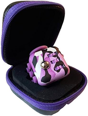 Purple Camouflage Fidget Cube Original Envolve - Includes two Silent Buttons! - For focus, calm anxiety, and break nervous habits (Gift Packaging) (Purple)