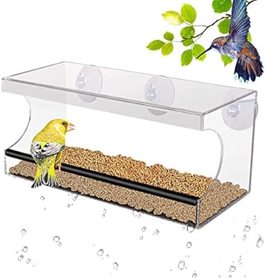 Pedy Large Window Bird Feeder With Removable Tray Hanging Acrylic