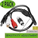 CCTV Microphone Security Microphone Audio Microphone Tiny Outdoor CCTV Surveillance Microphone RCA Microphone DVR with High Sensitive Preamp Amplified Pickup Device Mic External Camera Sound (2Pack)