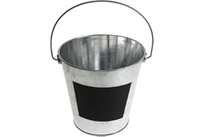 Homeford Galvanized Metal Bucket with Chalkboard Label, Silver (5-1/2-Inch)