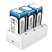 Keenstone 9V 800mAh Rechargeable Li-ion Battery with 3-Slot Charger for TENS Smoke Detector Multimeter Alarm System etc（3-Pack）