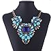 Y Shape Resin Flower Beaded Gold Tone Chain Bib Statement Chain Necklace