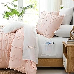 Geniospin Pink Comforter Set Queen, Pom Pom Tufted