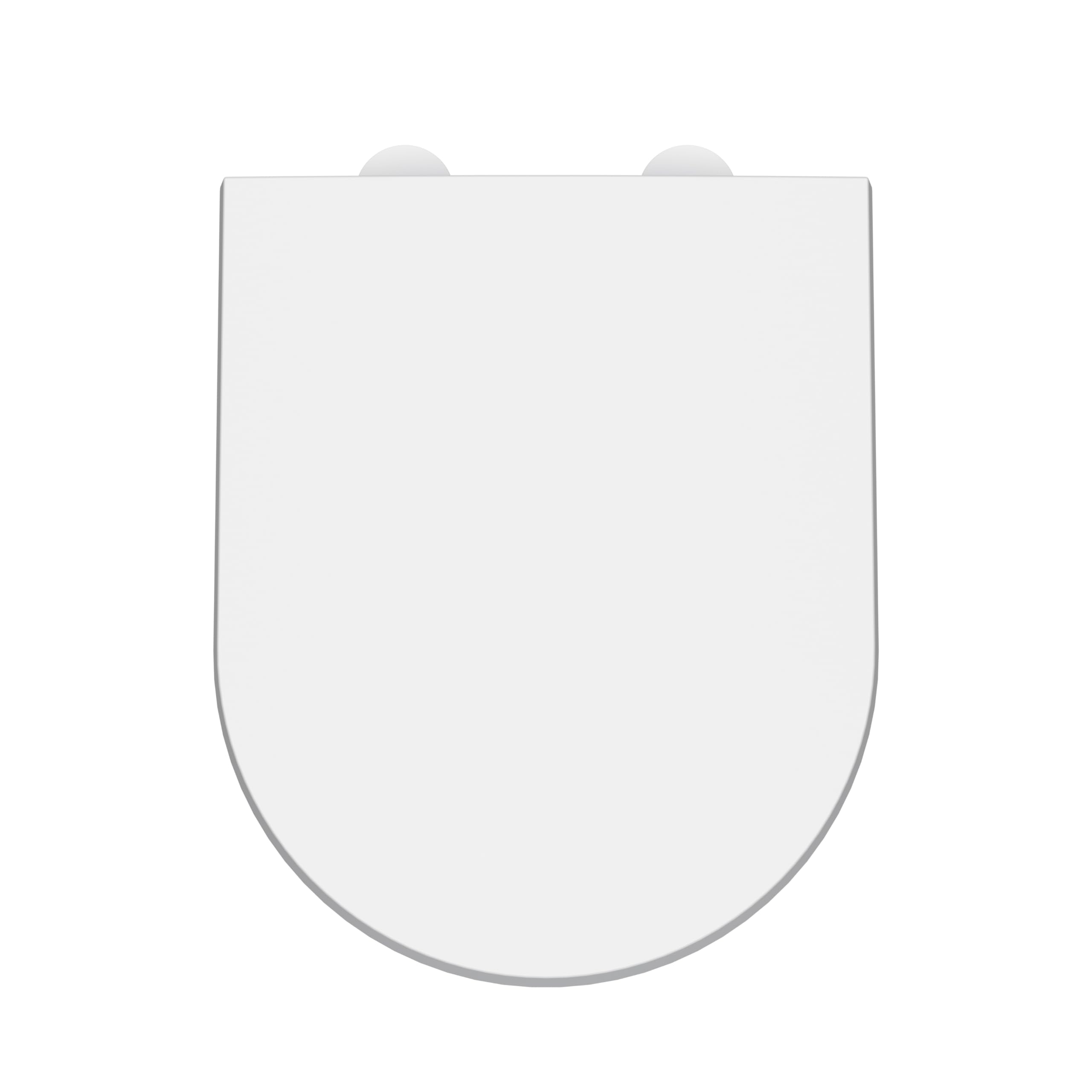 nuie NTS007W Modern Bathroom D Shaped Soft Close Toilet Seat with White Cover Caps, 370 x 70 x 450mm, White