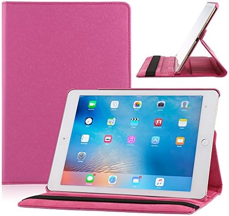 Auto Sleep/Wake Function 360 Degree Rotating Smart Multi-Position Stand Case Cover for 9.7 inch iPad 2 3 4 with Retina Display with a Stylus as a Gift (Rose Red Silk)