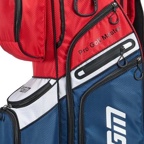 PGM Black Golf Cart Bag, 14 Way Silent Top Divider Premium Golf Bag with Ergonomic Handles & Rain Cover