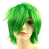 Modernfairy Anime Wig Green for Cosplay Party, Synthetic Layered Short Hair Wigs with Bangs, Pastel Wigs for Women Men Kids