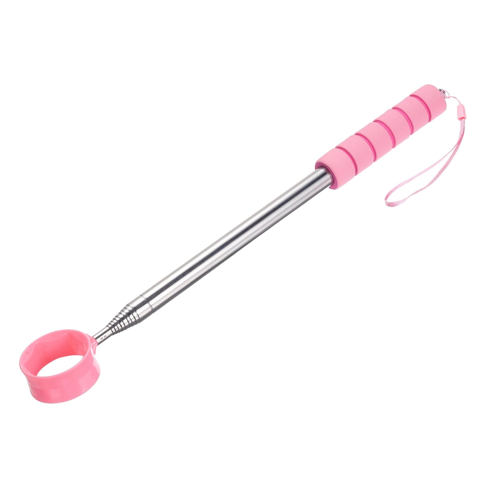 PATIKIL Golf Ball Retriever Telescopic, 9 Ft Stainless Steel Head Ball Grabber with Lanyard for Water Golf Ball Picker Tool Golf Accessories, Pink