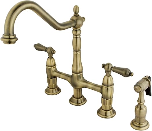 Kingston Brass Ks1273albs Heritage 8 Inch Kitchen Bridge Faucet