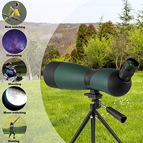 occer 25-75x70 Spotting Scope Telescope with Tripod,Long Eye Relief 45 Degree Angled Eyepiece Scopes,Waterproof Spotter Scope for Hunting,Target Shooting,Bird Watching,Archery,Wildlife-with Carry Case