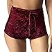 TOB Women's Casual Soft High Waist Drawstring Velvet Shorts Clubwear ,Red,Medium