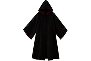 Focupaja Unisex Halloween Robes Magical Cloak Hooded Cape with Pockets Halloween Outfit Cosplay Costume