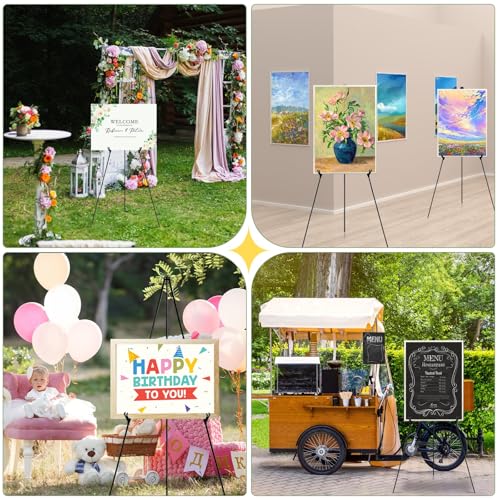 LBOYLOVE® 2 Pcs Easel Stand for Display, 65 Inch Adjustable Metal Easels for Display Wedding Sign & Poster, Portable Folding Easel for Wedding, Display Show, Arts, Poster with Portable Bags (Black)