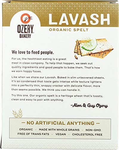 Ozery Bakery Organic Spelt Lavash Crackers, 4-Count, 6-Pack
