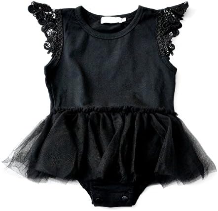 Infant Baby Girls Black Dress Cute Lace Pettiskirt Tutu Romper (18-24m)