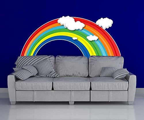 Rainbow Clouds Kids Room Full Color Wall Decal, Rainbow Clouds Kids Room Full Color Wall Sticker, K-240 FRST(40"x80")