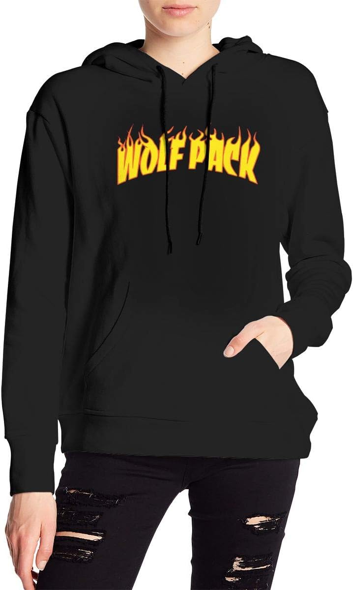 Whyno Women's SSSniperWolf Wolf-Pack Flame Letter Hoodies Hooded Sweatshirt Pullover Tops