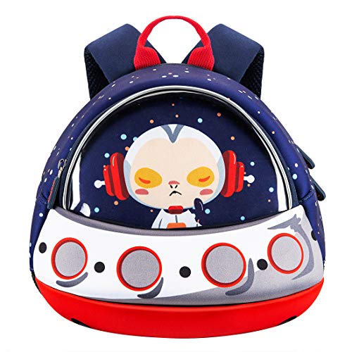 JiePai Toddler Kids Backpack with Safety Harness Leash,Waterproof 3D Cartoon Boys/Girls Backpack Lightweight Cute Animal Backpack for Travel/Nursery/Kindergarten/Preschool,Age 2-6 (UFO-Blue) - Thumbnail 7
