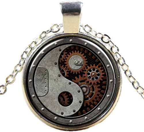 Murano Glass Punk Yin Yang Pendant with 18" Necklace