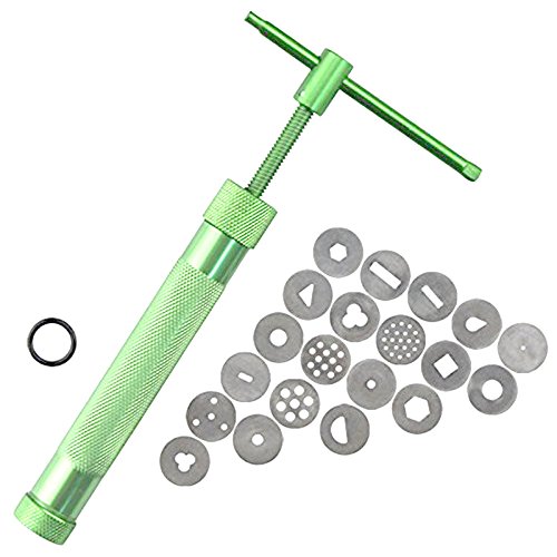 COMIART Clay Gun Extruder with 20 Unique Disc Designs, Professional Tools for Clay Pottery Sculpture & Polymer Modeling & Ceramic Craft & Fondant Cake (Big Size)