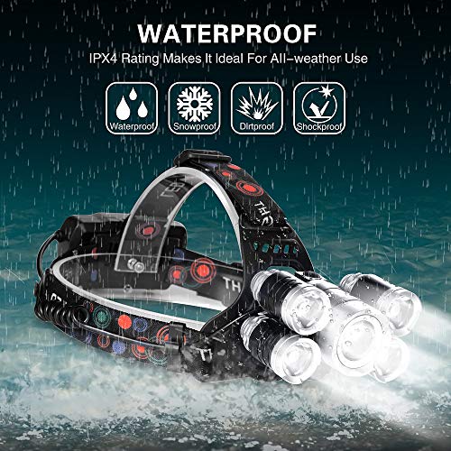 Headlamp 12000 Lumen Ultra Bright LED Work Headlight,Brightest USB Rechargeable Headlamps,4