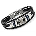 Handmade Punk bracelet for Man - Retro Genuine Leather Cuff Wrap Bracelet (X-Black)