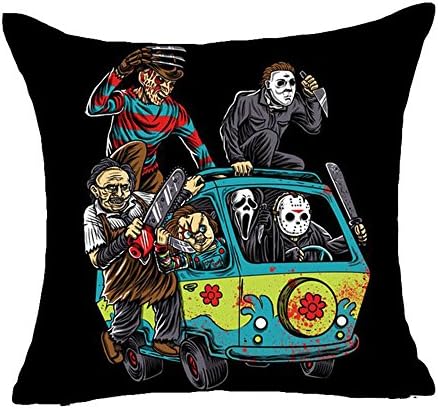 Fyon Ghost Freddy Toy Bear Doll Horror Game Cushion Cover Classic Game Pillow Cover Decorative Pillows for Sofa Car 18x18inch 10W