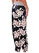 US-straight Women's Floral Print Comfy Stretch Drawstring Palazzo Wide Leg Lounge Pants (M, 0486-Black)