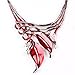 Qiyun (TM) Girl's Funky Hot Red Enamel Leaf Silver Chain Art Deco Necklace Earrings Set