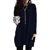 Naggoo Womens Long Sleeve Tunic Tops with Pockets for Leggings Casual Long T Shirts Floral Print Blouses