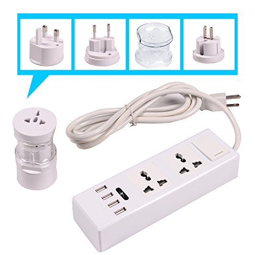 ETvalley Travel Charger Set Power Strip with 2AC Outlets and 4 USB Plugs - International Travel Outlet Plug Adapter Set (US to Euro/UK, UK to USA/AU) Color White ETvalley Travel Charger Set Power Strip with 2AC Outlets and 4 USB Plugs - International Travel Outlet Plug Adapter Set (US to Euro/UK, UK to USA/AU) Color White