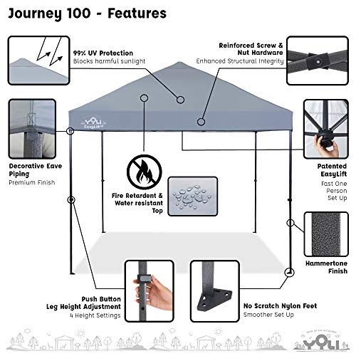 Yoli Journey EasyLift 100 10’x10’ Instant Canopy with Charcoal Gray Top