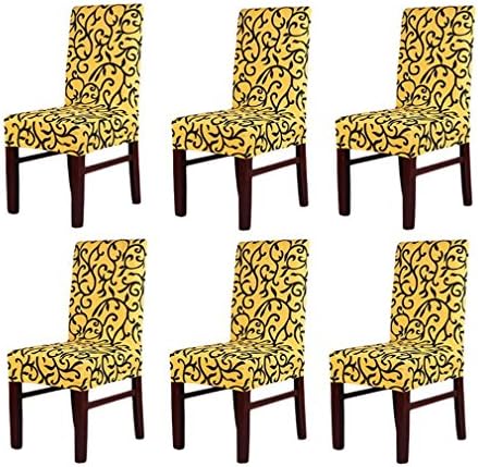 SPIRITUP Stretch Dining Room Chair Covers Slipcovers Removable Washable Seat Protector Set of 6 YellowBlack