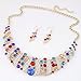 Yuhuan Spiral Metal Shining Crystal Jewelry Set Statement Necklace and Drop Earrings