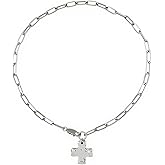 LKingel Chunky Gold Cross Necklace for Women Statement Hammered Cross Pendant Necklaces Vintage Thick Chain Paperclip Choker Chain Fashion Jewelry Gift for Women