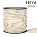 Blisstime Macrame Cord 3mm X 110Yards |Natural Cotton Macrame Rope|3 Strand Twisted Cotton Cord | Soft Undyed Cotton Rope for Decorative Projects (3mmx100m(About 110 yd))