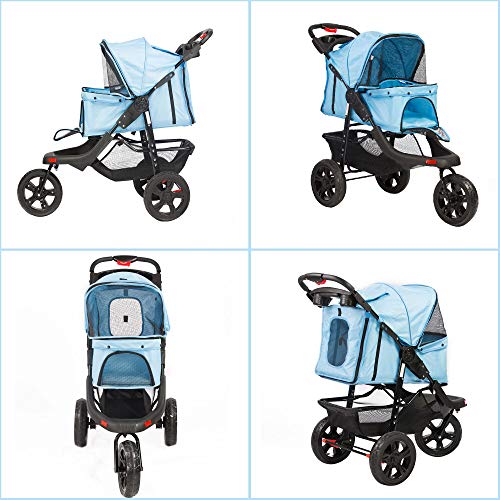 Vilobos Foldable Large Pet Jogger Stroller for Dog/Cat,Portable Three Wheels Pet Stroller with Extra Large Storage Space - Thumbnail 6