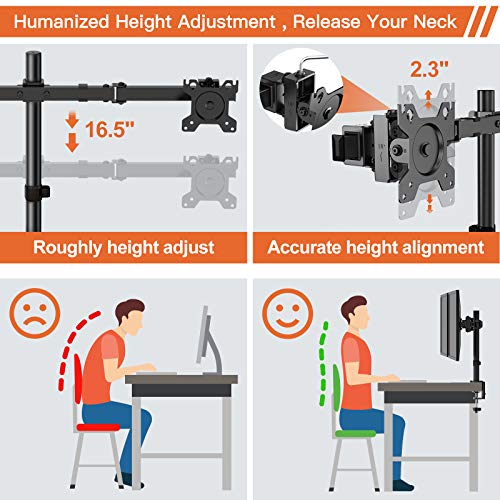 Perlegear Dual Monitor Stand Articulating Full Motion Arm Desk Mount