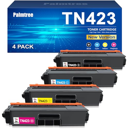 Palmtree TN423 Lot de 4 Cartouches de Toner Compatible pour Brother TN-423 TN-423BK TN421 pour Brother MFC-L8690CDW Toner MFC-L8900CDW HL-L8260CDW HL-L8360CDW DCP-L8410CDW DCP-L8410CDN