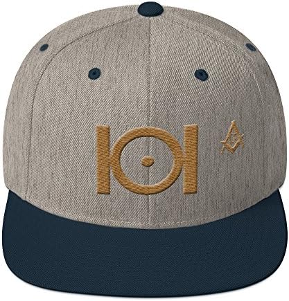 Masonic Snapback Hat 3D Puff Embroidery Old Gold