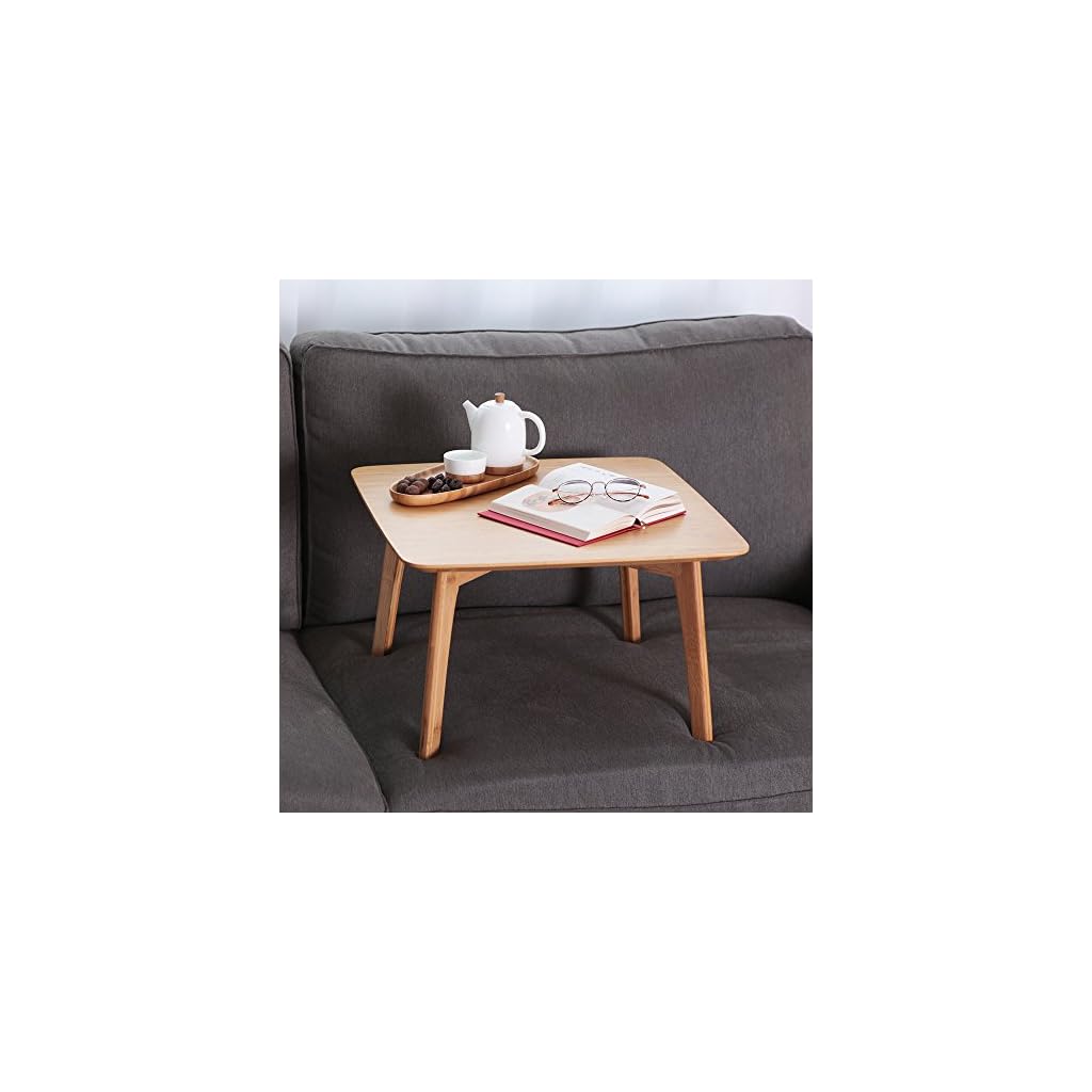 ZEN'S Bamboo Small Coffee Table Square Tatami Table Storage Basket 2