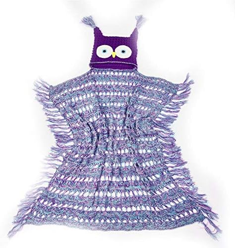 Sunneey Adult Children Hooded Blanket, Super Soft Warm Novelty Crocheted Owl Wearable Animal Critter Cute Hood Blankets For Boys Girls Baby Women Men Grey