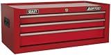 Sealey AP223 Red 3 Drawer Mid-Box Ball Bearing Runners Storage Cabinet view 1