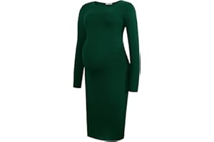 Smallshow Women's Long Sleeve Maternity Dress Ruched Pregnancy Clothes
