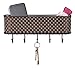 Home Basics Wall Mount Mail Letter Organizer Basket Shelf and 5 Key Hook/Holder in Brown Weave