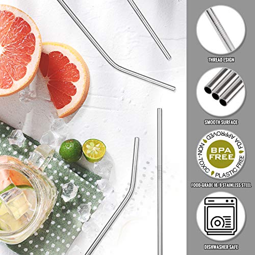 2 Hiware+12+Pack+Stainless+Straws+Cleaning